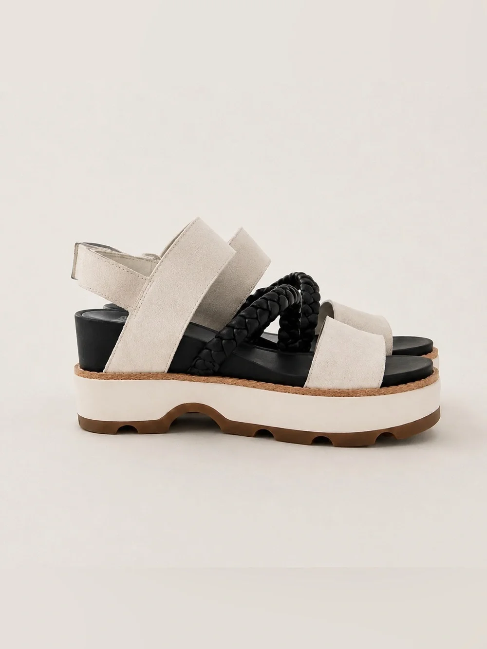 SOREL Kinetic Impact Slingback Platform Sandals Sea Salt Black Women’s 6